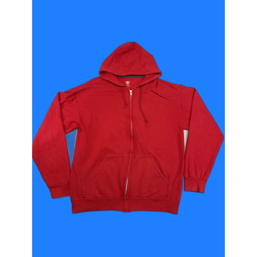 ATHLETIC WORKS Zip Up Hoodie M (38 40) Red Cotton Regular Fit Streetwear
